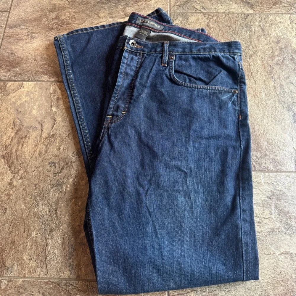 Vintage Y2K Banana Republic Mens 36x32 Dark Wash Wide Leg Button Fly Denim Jeans